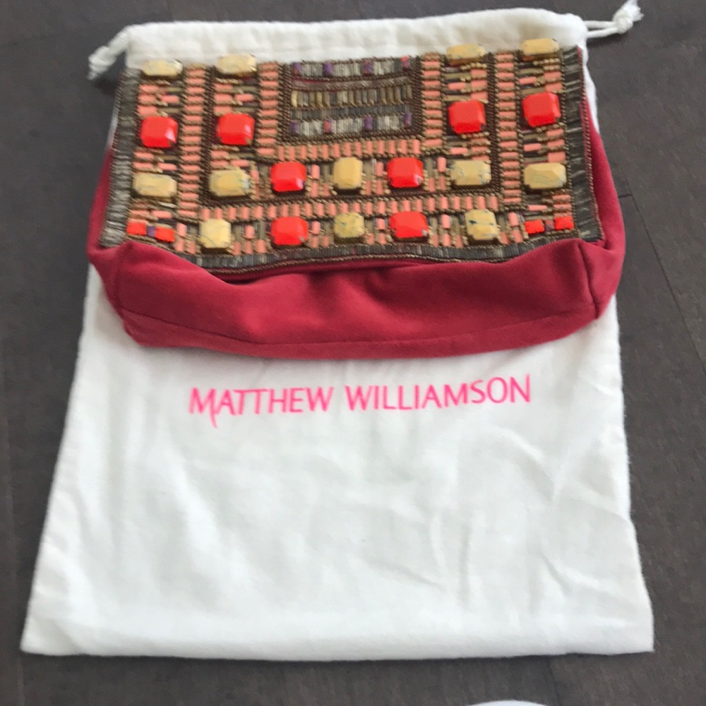 Suede and bead clutch purse